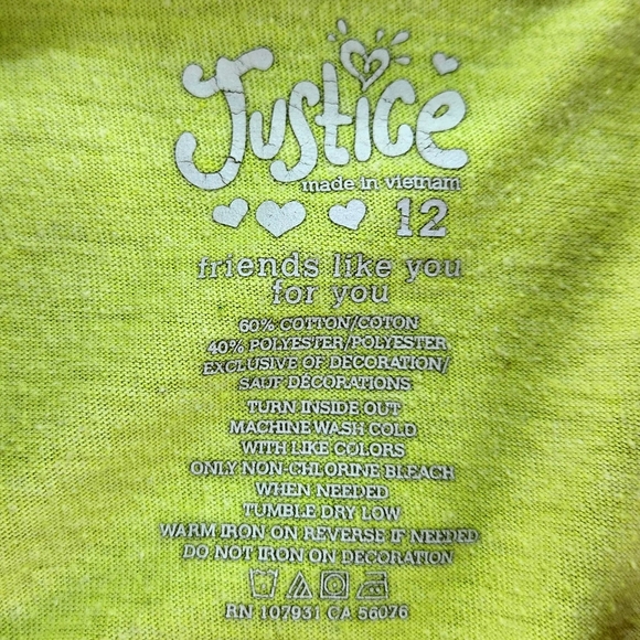 Justice "Smile" Youth T-Shirt Sz 12 Summer Bright Happy - Picture 6 of 6